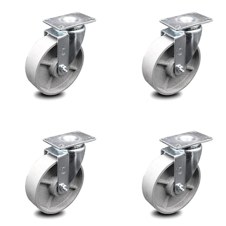 Service Caster 5 Inch Semi Steel Wheel Swivel Top Plate Caster Set SCC-20S514-SSS-4